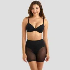 SlimShaper by Miracle Brands Women's Sheer Booty Lift Shortie Black Size L New