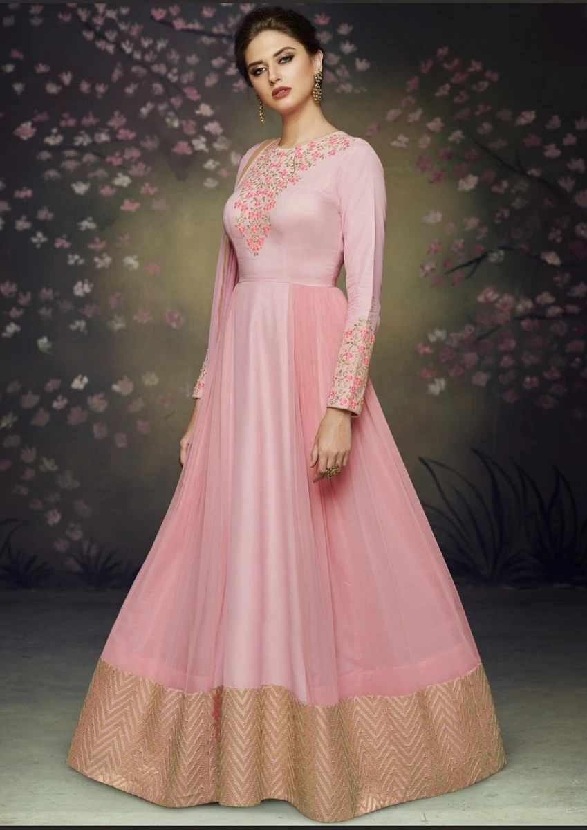 Anarkali Suits : Baby pink georgette plain party wear anarkali ...