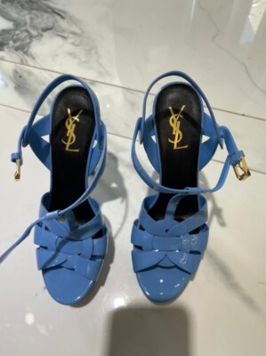 Yves Saint Laurent Patent Leather Blue Heels Size 39