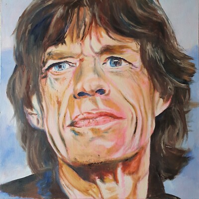 Mick Jagger ''Rolling Stones'' Rock Artwork Original Ölgemälde 24''×24''