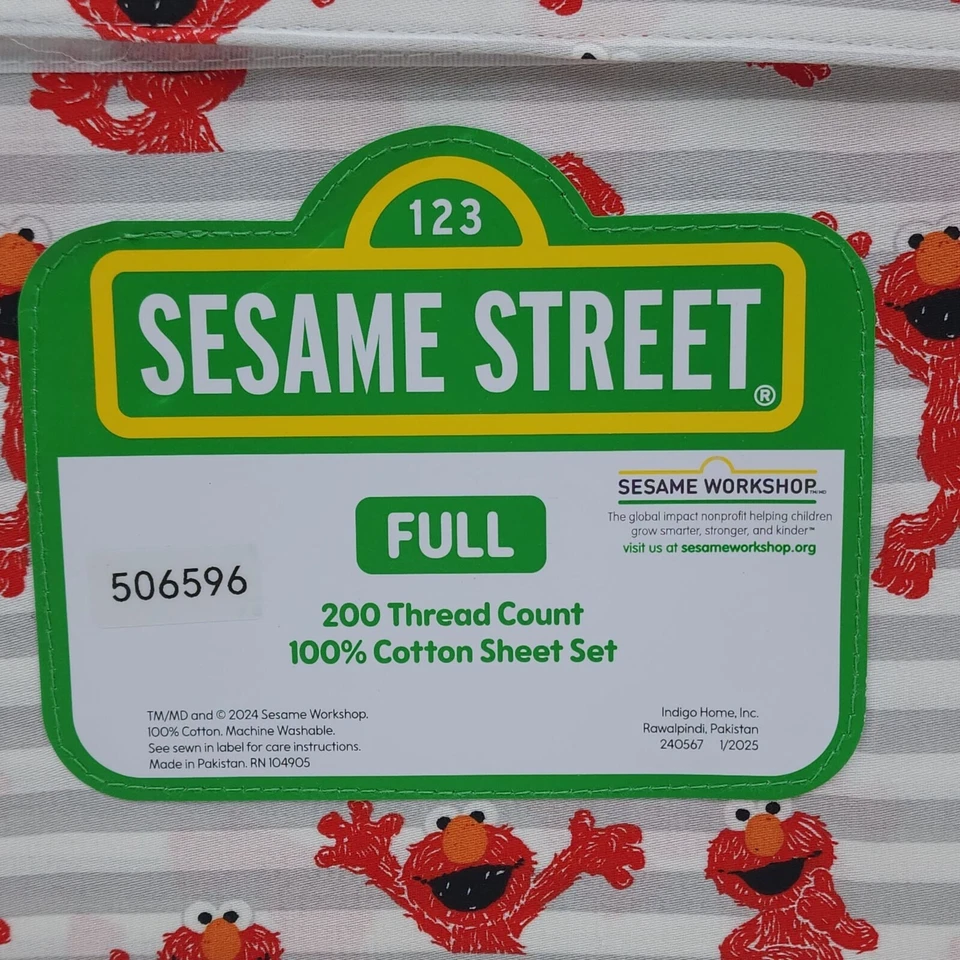 Juego de Sábanas COMPLETO Plaza Sésamo con Elmo 100% Algodón 4 Piezas NUEVO Foto 4 de 4