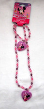 Disney Minnie Mouse 2pc Beaded Heart Pendent Necklace, Bracelet-New AR4S