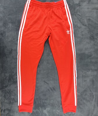 Adidas Originals Track Pants Mens Small Adicolor Superstar Red Tapered Leg