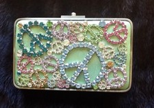 Moo Roo Mary Norton Multi-color 'peace Out' Austrian Crystals Minauderie $1995.