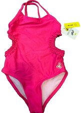 Body Glove Girls Size 4 Bright Pink One Piece Swimsuit with side cut outs NWTs