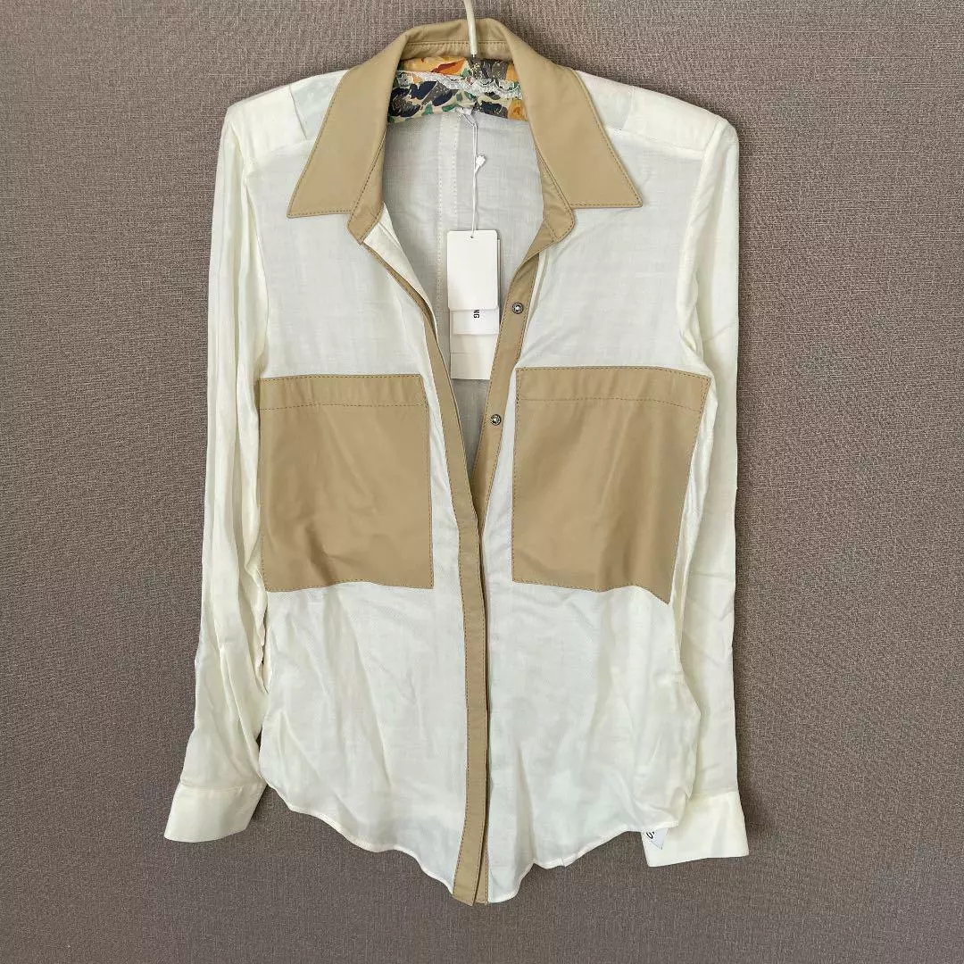HELMUT LANG Leather See through Shirt Women P Rayon Off White From Japan New