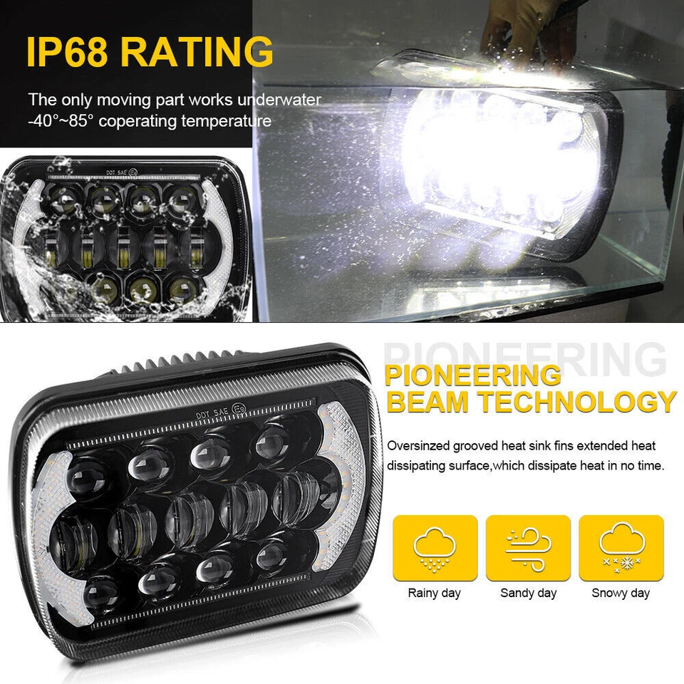 For Isuzu Pickup 1984-1995 2pcs 7x6'' Led Headlights High-Low Beam DRL DOT New S - Image 2 of 4