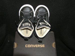 black leather look converse