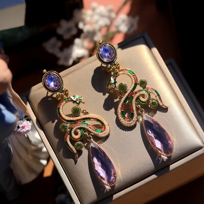 Boucles D'oreilles Dormeuse Perles Baroques Violettes - Modèle QD33, Neuf Sans Emballage