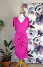 MAX MARA STUDIO Bright pink stretch fit twist front pencil dress size L