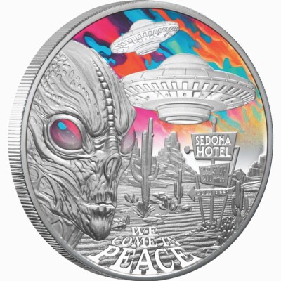 Niue 2024 ALIEN ENCOUNTERS UFO Flying Saucer $1 1 Oz Silver Proof