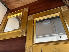 Pair of Gold Framed Estate Mirrors Square 13"/B6