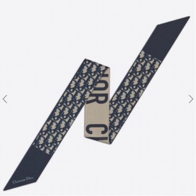 Christian Dior Mitzah Scarf Trotter Pattern Navy Reversible 105 x