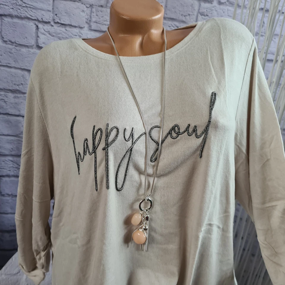 Bluse Shirt Tunika Tom Tailor grau Aufdruck 3/4 Ärmel Damen (0 887) NEU - Bild 4 von 4