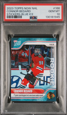 2023 TOPPS NOW NHL STICKERS BLUE ICE #166 CONNOR BEDARD ROOKIE 6/10 PSA MINT 10