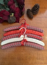 Lot of 5 Padded Holiday Hangers With Bows Lingerie Boudoir Clothes Christmas EUC