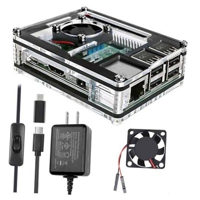  Case for Raspberry Pi 3 with Fan Cooling Pi 3B Case with 3 Pcs Heat-Sinks 5V 