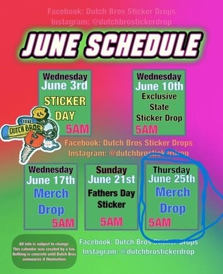 DUTCH BROS JUNE 25 2026 MERCHANDISE DROP ONE BUY PER PURCHASE PRESALE
