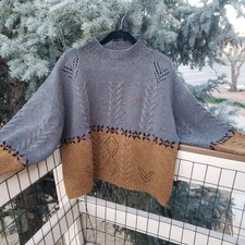 VINTAGE WOOLRICH HAND KNIT WOOL ALL OVER CHUNKY SWEATER L Zircon USA READ