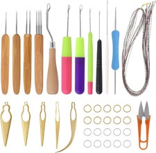 Rustark 49Pcs Dreadlocks Crochet Hook Tools Kit Hair Braid medium, Multicolor