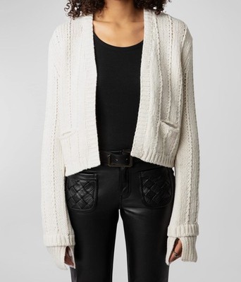 Zadig & Voltaire Women's Ivory Wool Travy Brooch Cardigan Sweater Size S