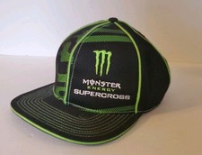 Monster Energy Hat Snapback Supercross Black Netting White Green Motocross