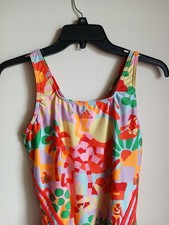 NWT Adidas FARM RIO One Piece Swimsuit Colorful Graphic Print Open Back Size 16