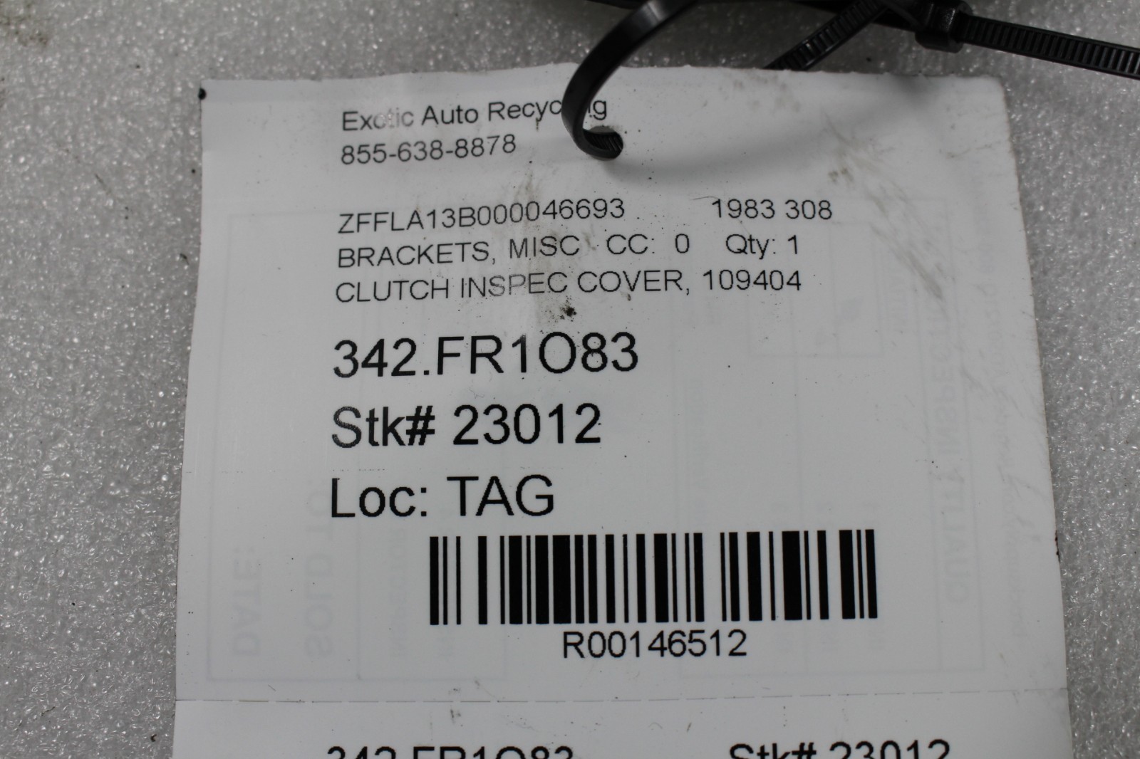 Ferrari 308, Clutch Inspection Cover, Used, P/N 109404