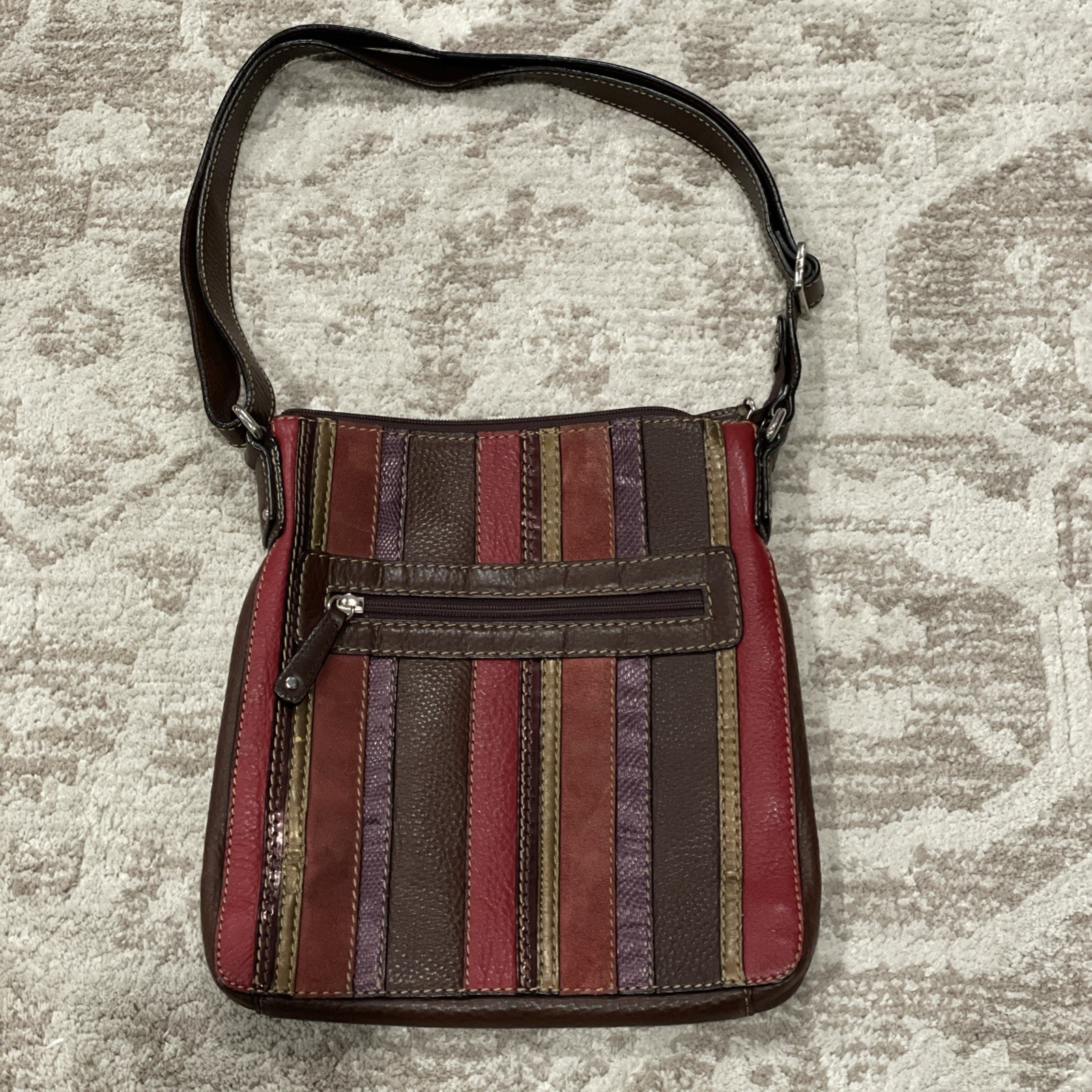Fossil Striped Patchwork Leather Patchwork Crossb… - image 1