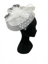 White Swiss Dot Fascinator Derby Hat Bridal Headpiece NWT