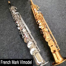 Soprano Saxophone Bb-Flat Lacquer gold silvering Sax Soprano with case