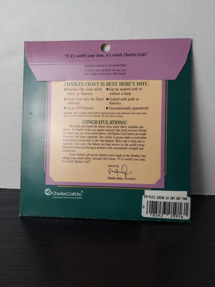 Charles Craft Cross Stitch Fabric 10 Count 12x18 Inch Cotton Waste Fabric USA - Image 3 of 3