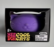 Needoh Schylling Cool Cats Tear-Resistant Purple Squeeze Ball Cat VIRAL