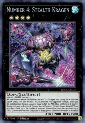 Yu-Gi-Oh! Number 4: Stealth Kragen 1st Ed. BROL-EN030 Secret Rare NM/LP x1