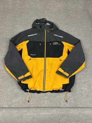CABELA'S Guidewear Mens Large Yellow Gore-Tex Hooded Parka Jacket Outdoors