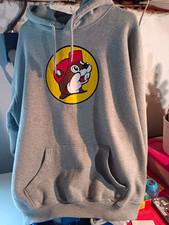 Buc-ee's Men's Gray Pullover Hoodie XL Fleece Logo Graphic Beaver Pockets