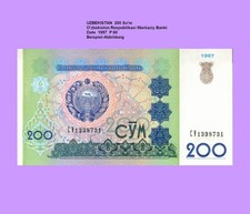 USBEKISTAN  UZBEKISTAN  200 SUM  1997 Unc P 80  616##