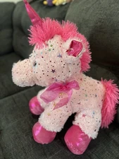 Pink Unicorn Plush Stuffed Animal 18” Pre Owned Great Condition