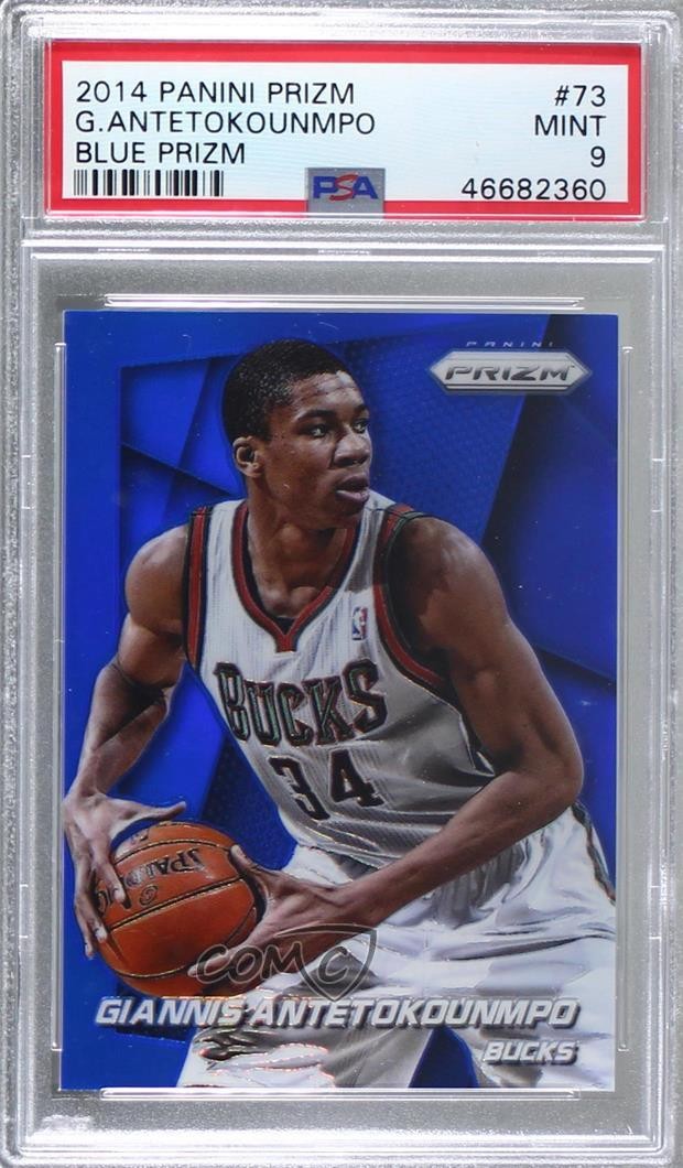 2014-15 Panini Prizm Blue Prizm 84/99 Giannis Antetokounmpo #73 PSA 9 MINT 4f5