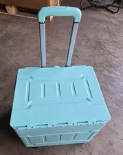 Foldable Rolling Utility Cart Portable Collapsible Crate w/ Wheels NEW (20A)