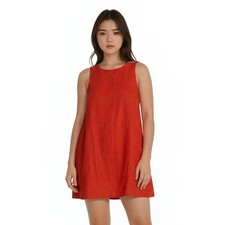 Madewell Shift Dress 100% Linen Women's Size Large Red Sleeveless