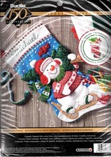 DIY Bucilla Nordic Snowman Snow Shoes Christmas Felt Stocking Kit