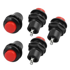 5pcs AC250V 3A 2 Terminals SPST On/Off Momentary Push Button Switch Red
