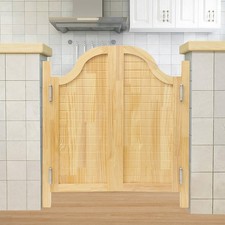 35x35in Log Color Partition Door Swing Solid Wood For Shop Entrance W/4*Hinges