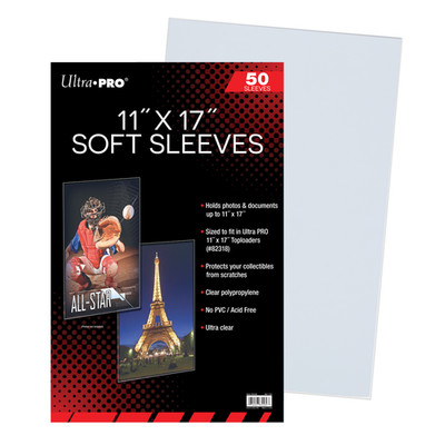 Ultra PRO 50Ct Soft Sleeves Premium Photo Clear Storage Protector Holder 11''x17''