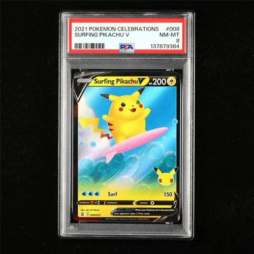 PSA 8 NM-MT 2021 Pokemon ENG Surfing Pikachu V 008/025