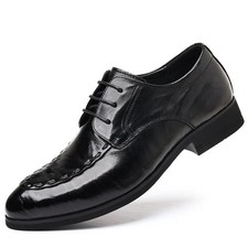 Male Business Formal Shoes Pointed Lace-up Shoes Non-slip Wear-resistant Outsole