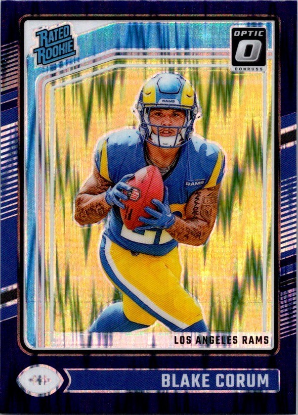2024 Donruss Optic Blake Corum Rated Rookie Purple Shock Prizm RC #208 Rams