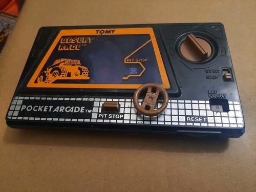 Vtg Tomy DESERT RACE Pocket Arcade Handheld Game 1980