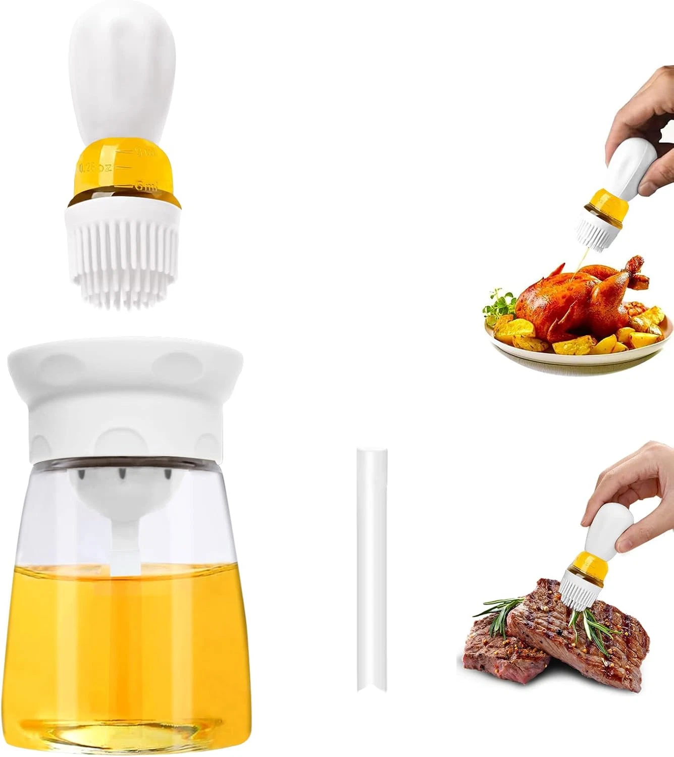 Oil Dispenser Bottle with Brush - 2 in 1 Kitchen Olive Oil Bottle with Silicone